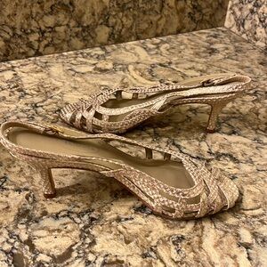 Talbots open toe dress heel shoe, light pink